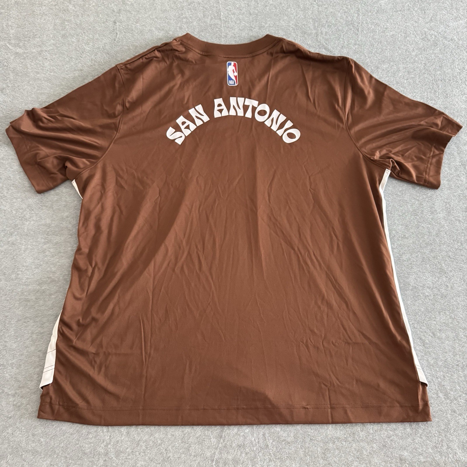 Nike San Antonio Spurs City Edition Brown Short Sleeve Shooting Shirt Size 2XL-T gallery