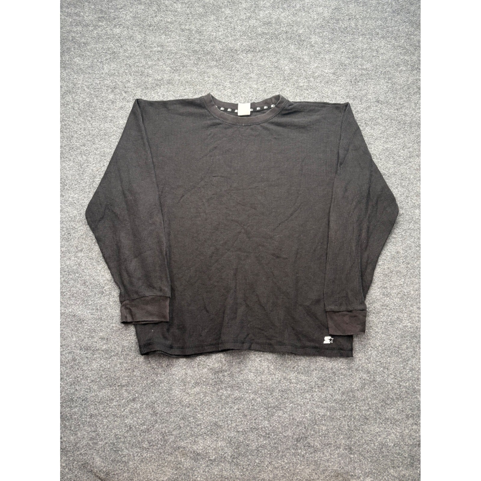 Starter Black Label Mens XXL Black Waffle Knit Thermal Long Sleeve Shirt gallery