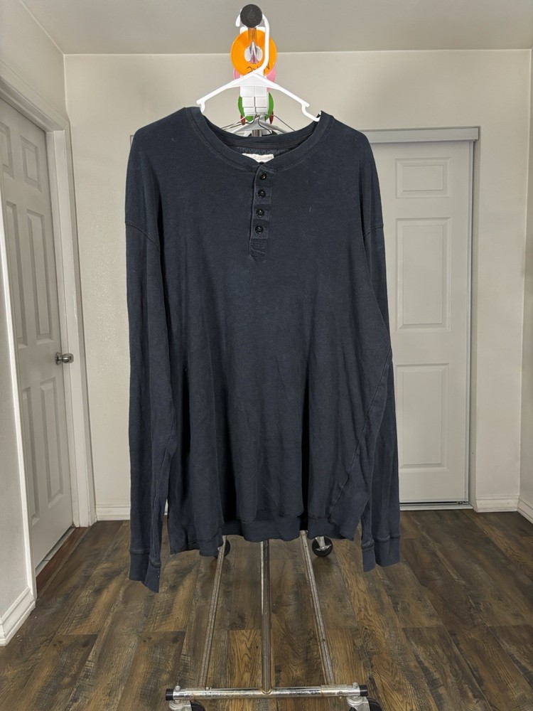 Levi’s Men’s Black Solid Henley Long Sleeve Cotton Knit Button T-Shirt XXL