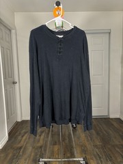 Levi’s Men’s Black Solid Henley Long Sleeve Cotton Knit Button T-Shirt XXL