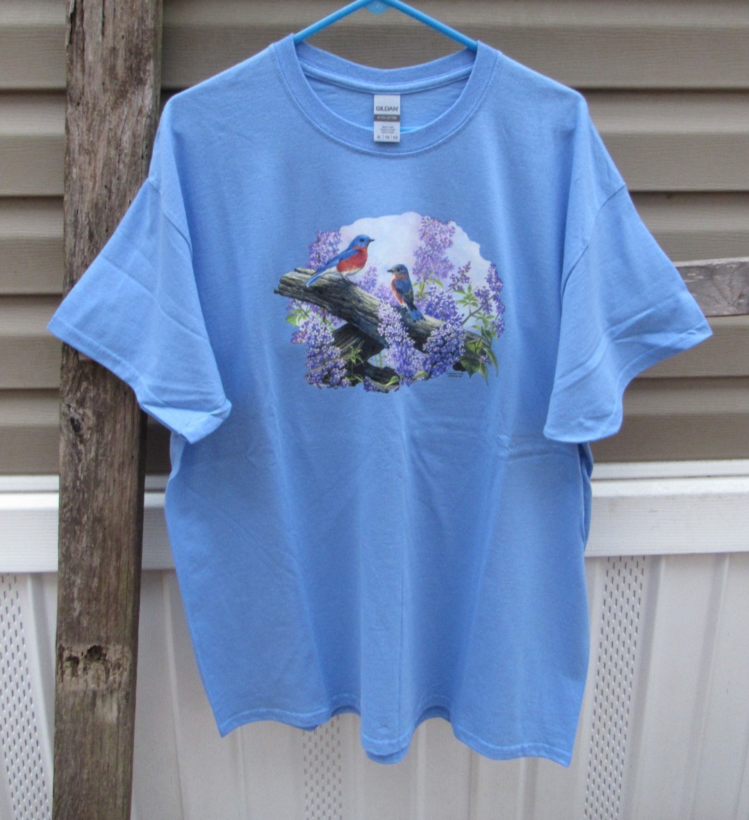 NEW Spring Courting bluebirds short sleeve blue T- shirt - XL gallery
