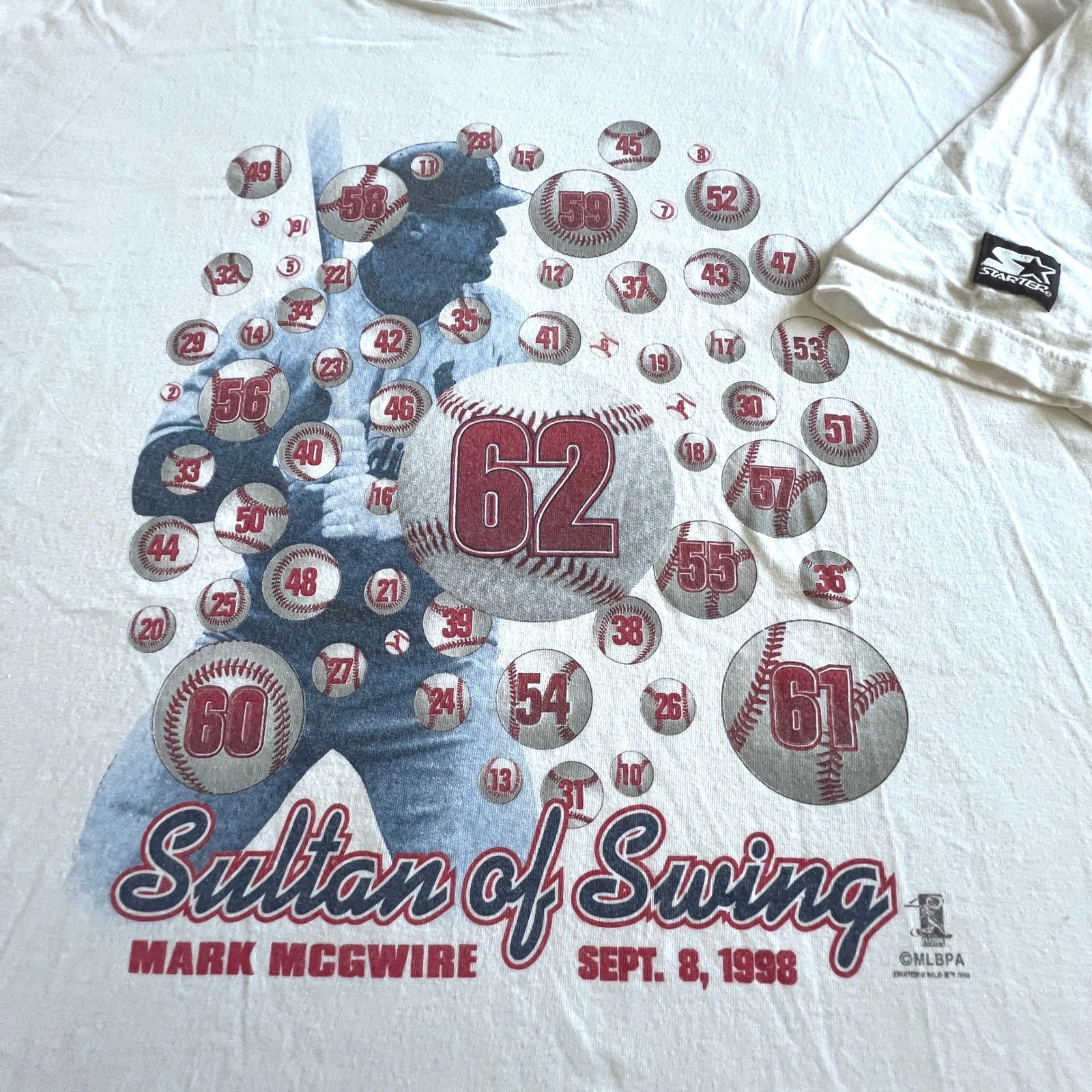 Starter Mark McGwire Sultan of Swing Baseball Graphic T Shirt XL Sports Vtg