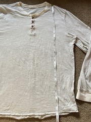 Men’s Marine Layer Long Sleeve Henley Shirt M/L White Striped Cotton Blend