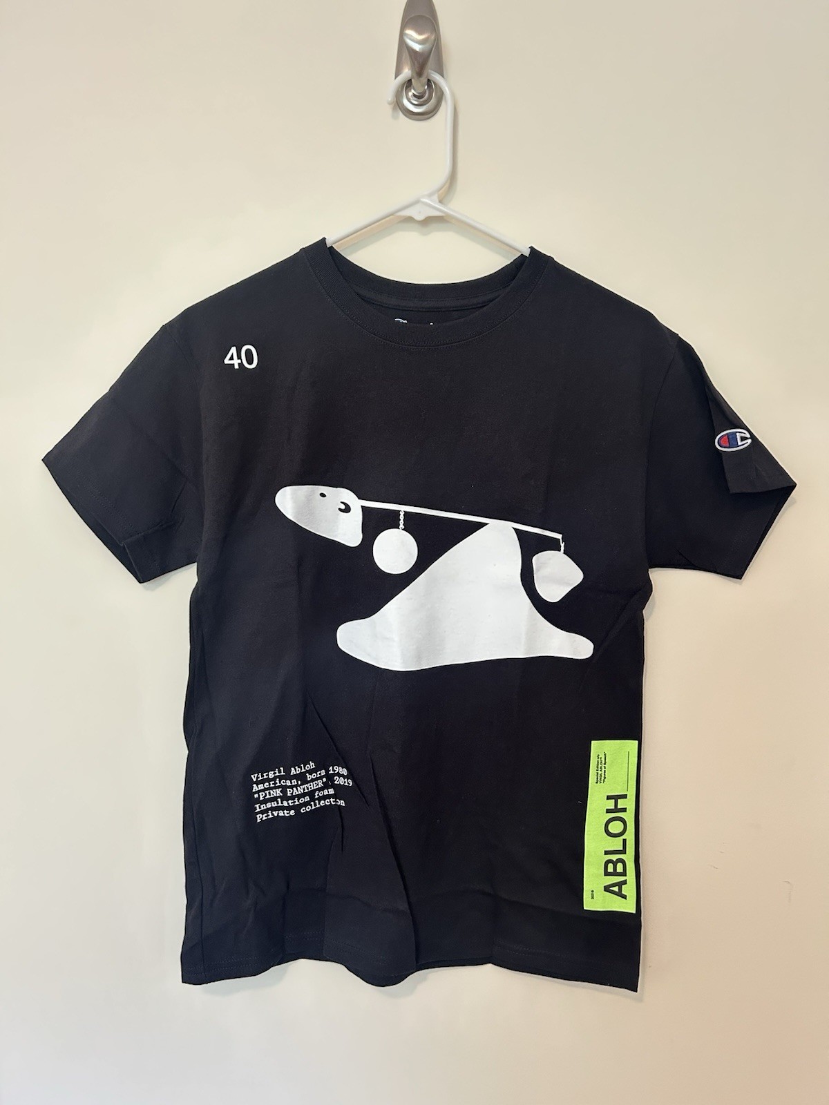 NWT Virgil Abloh Off-White x Champion Limited Edition Black Graphic T-Shirt gallery