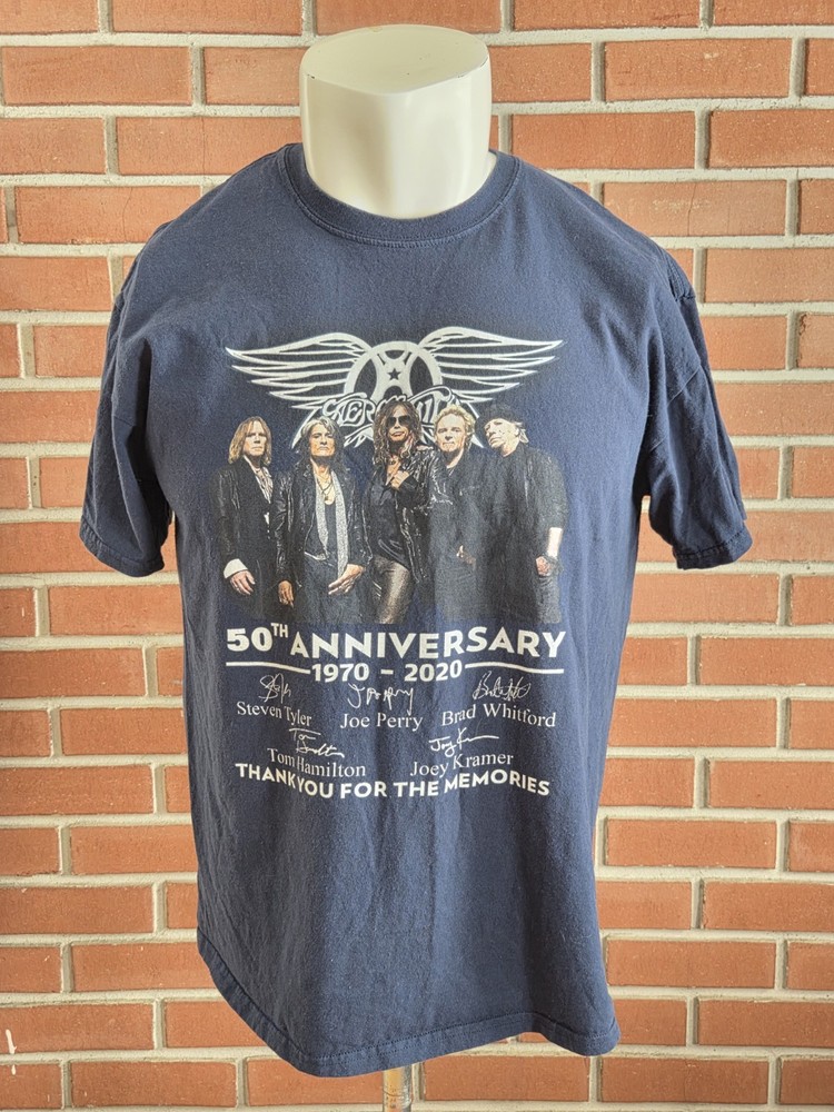 Aerosmith 50th Anniversary 1970-2020 Black Short Sleeve Crewneck T-Shirt Mens XL