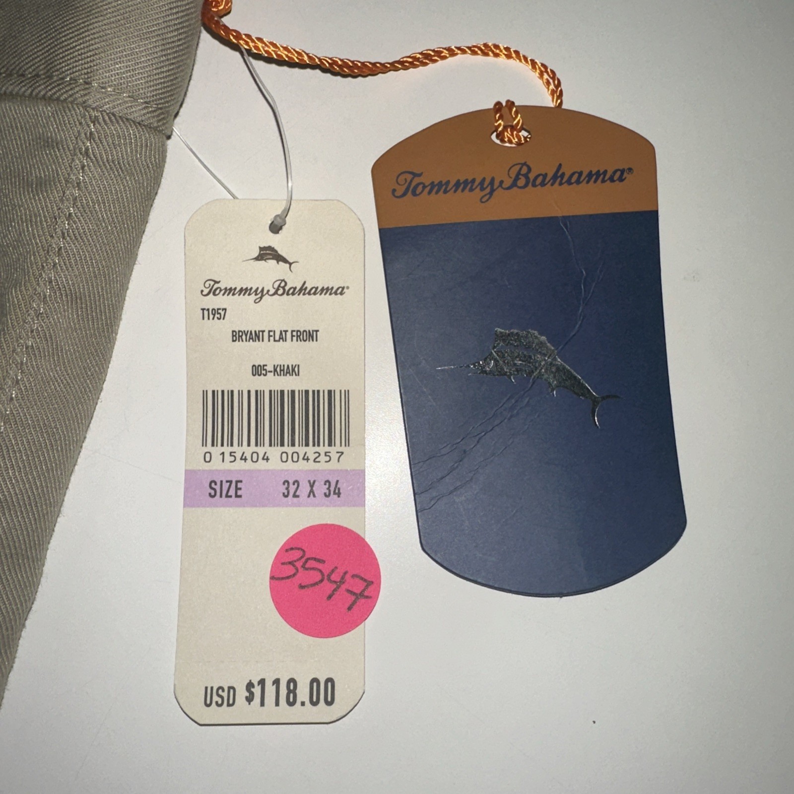 NWT Tommy Bahama Bryant Men’s 32x34 Flat Front Khakis $118 Style t1957 gallery