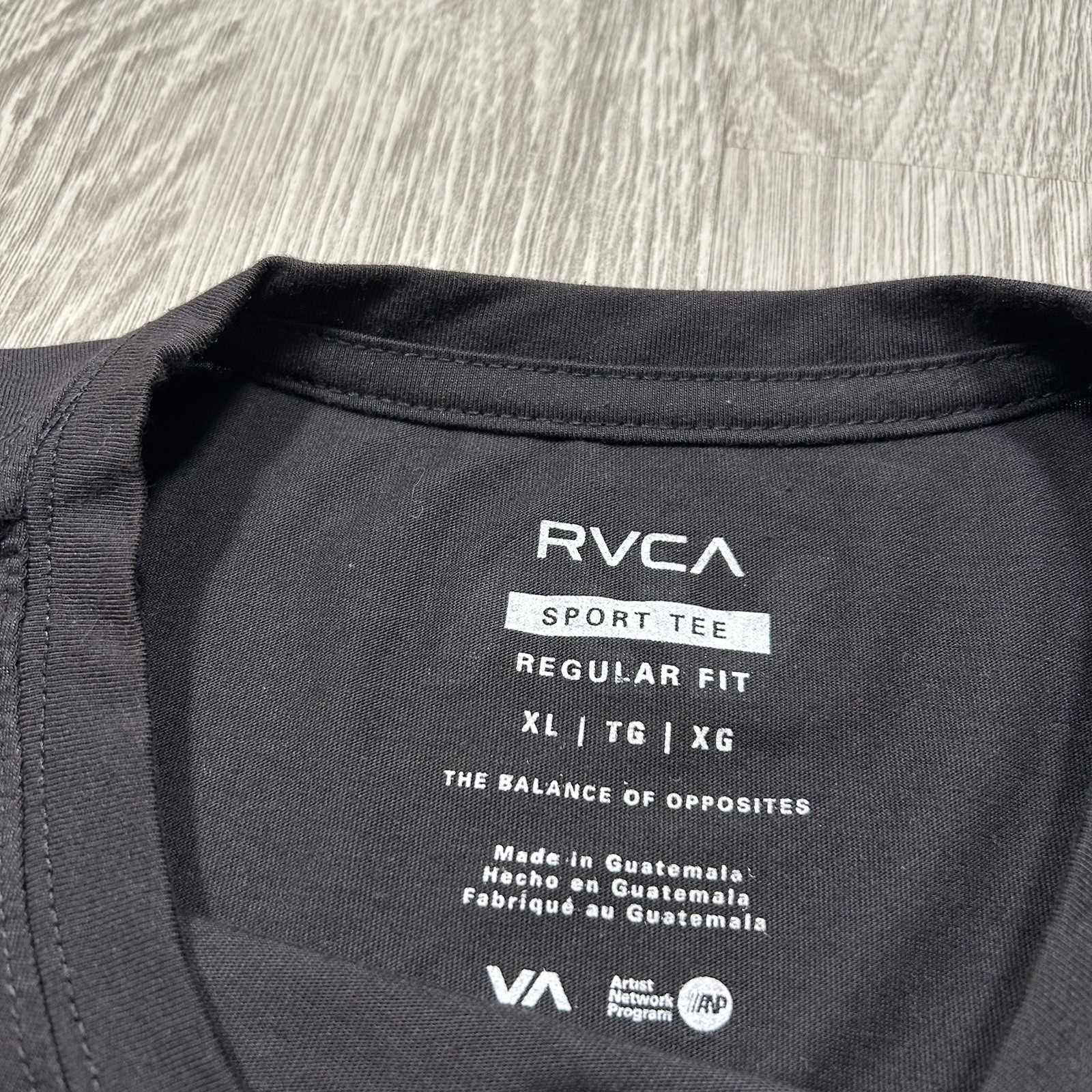 RVCA VA Sport Tee T Shirt Mens XL Black Gym Workout Regular Fit Rubber Logo gallery