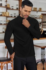 Men Mock Neck Turtleneck Long Sleeve Shirts Undershirt Thermal Fleece Lined Tops