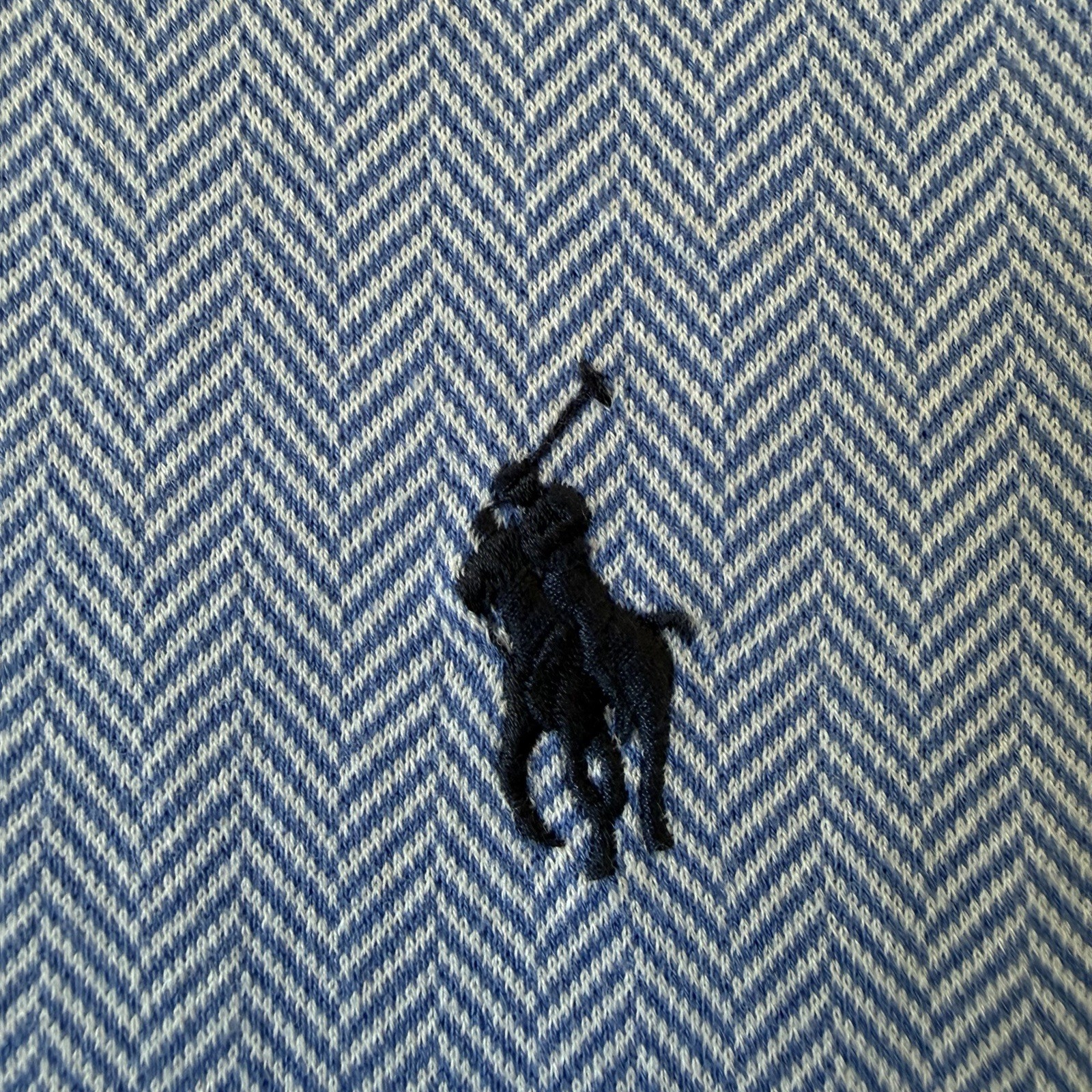 Polo Ralph Lauren Custom Slim Fit Herringbone Polo Long Sleeve Shirt Blue Sz XXL gallery