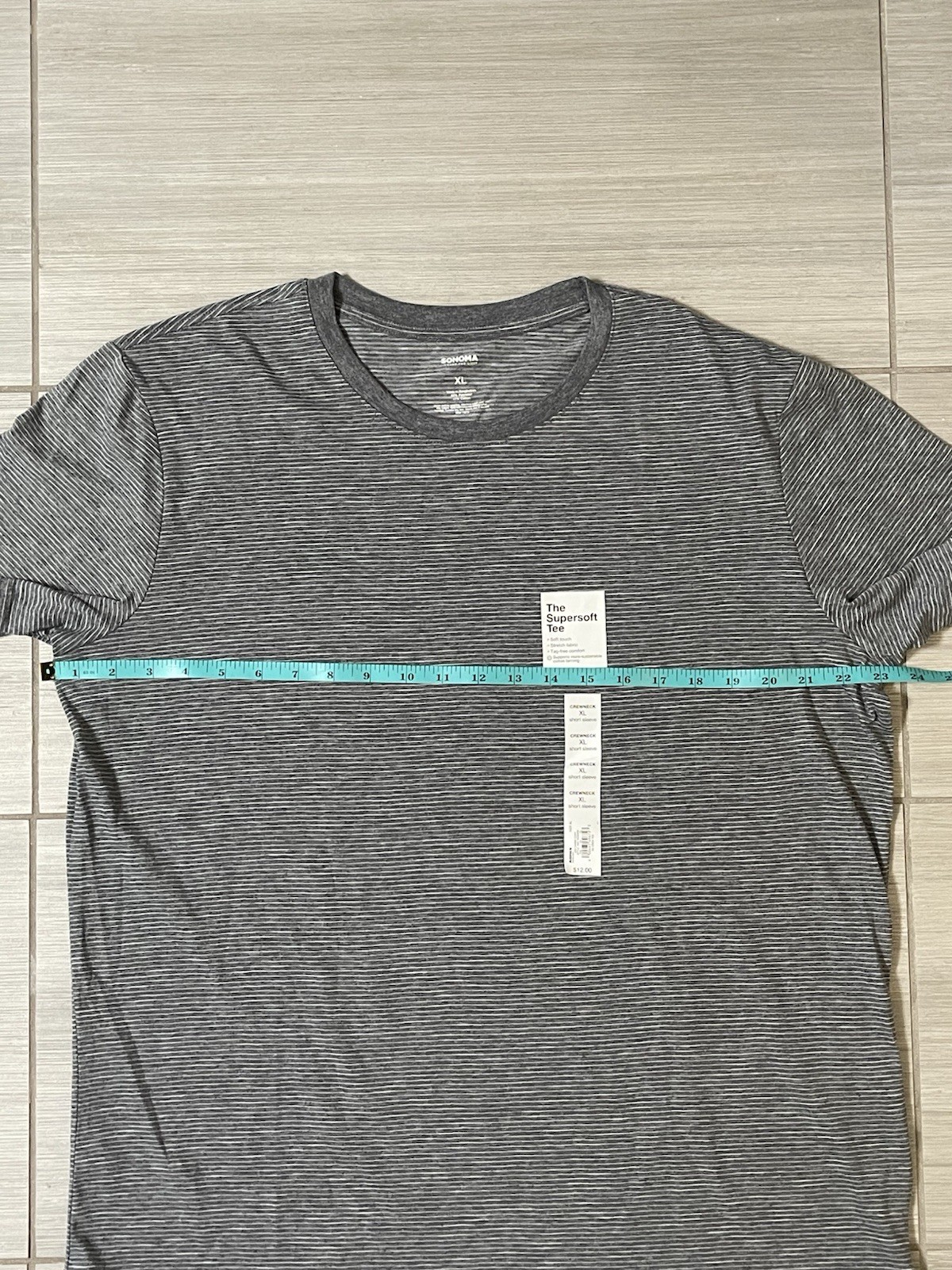 Sonoma The Supersoft Tee Gray Blue Striped T Shirt Set Of 2 Men’s XL - NWT New gallery