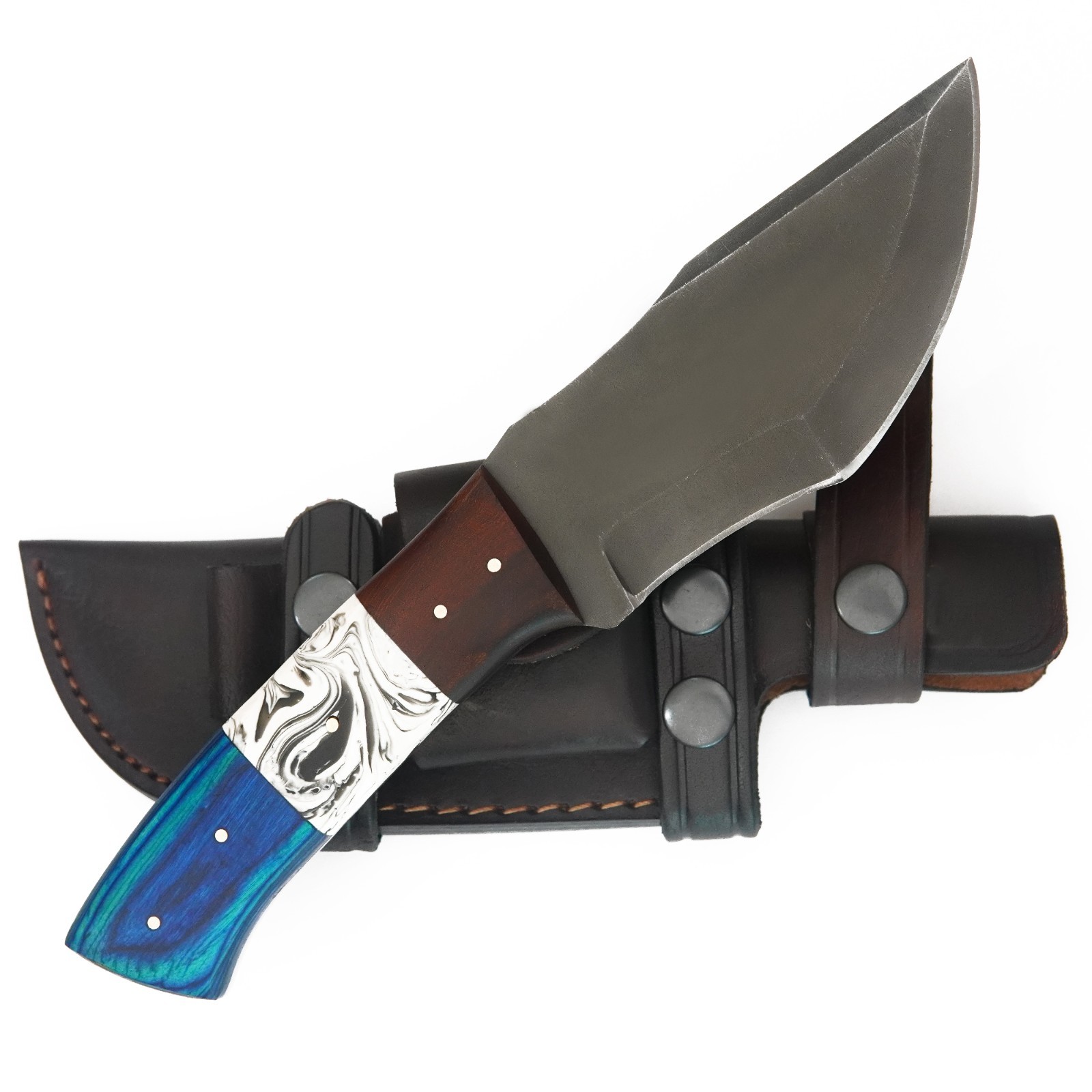 CUSTOM HANDMADE D2 TRACKER WITH RESIN HANDLE & PREMIMUM LEATHER SHEATH T9