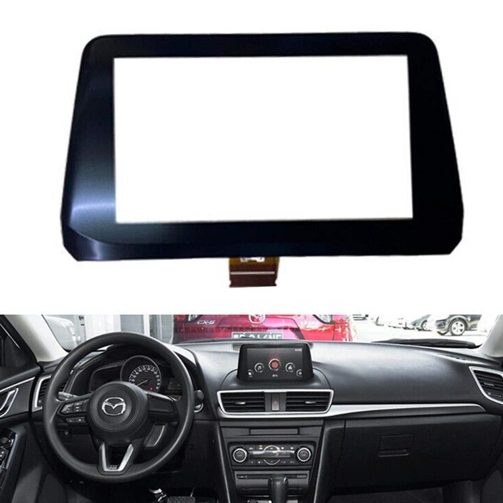 7 Inch Touch Screen Digitizer B61A611J0 For Mazda 3 GPS Alexa 17-18 With Frame U