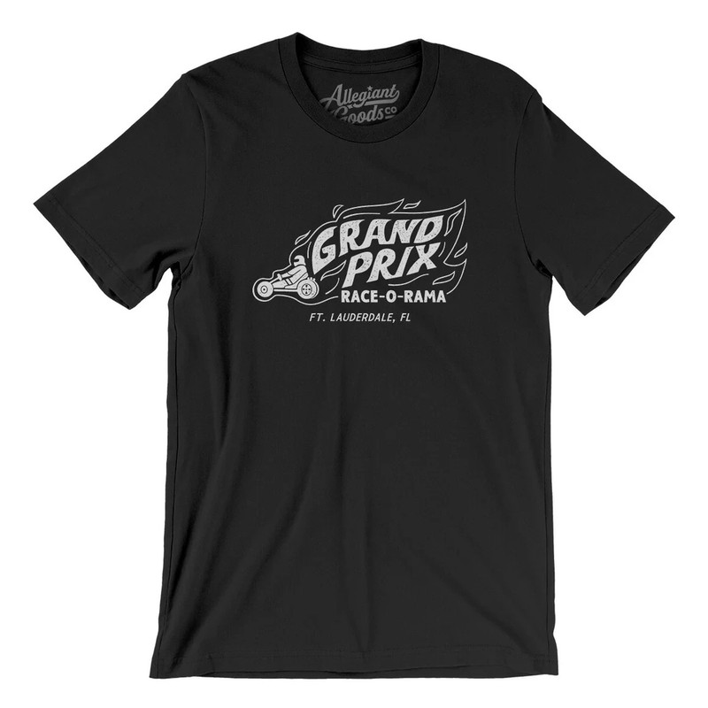 Retro Classic Grand Prix Race-O-Rama Logo T-Shirt – Size Large – Black – NEW