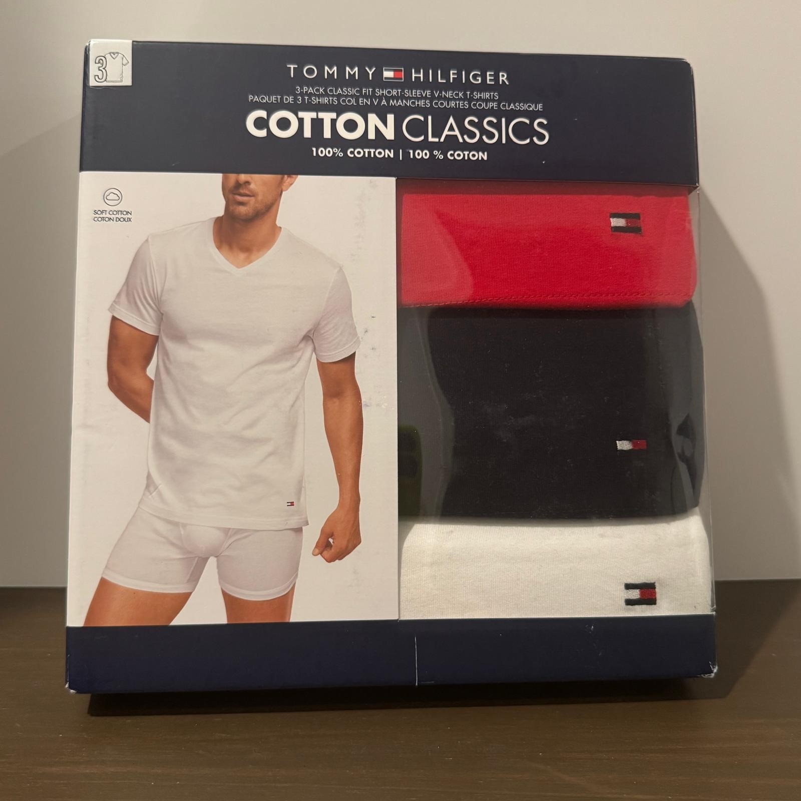 Tommy Hilfiger Men’s Undershirts Classic 3 Pack Red White Black Size S Sealed