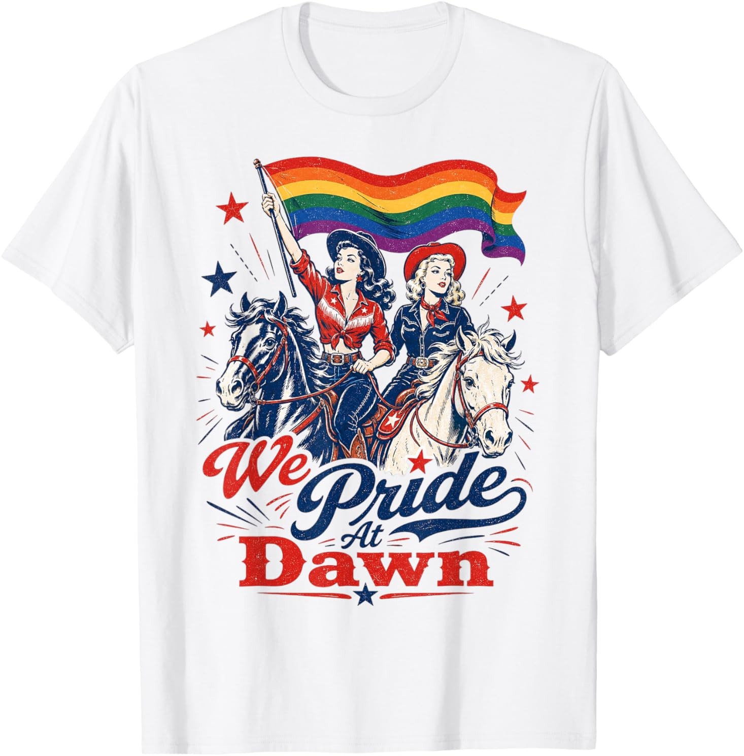 Vintage Lesbian Pride Western LGBTQ Cowgirl We Pride At Dawn T-Shirt gallery