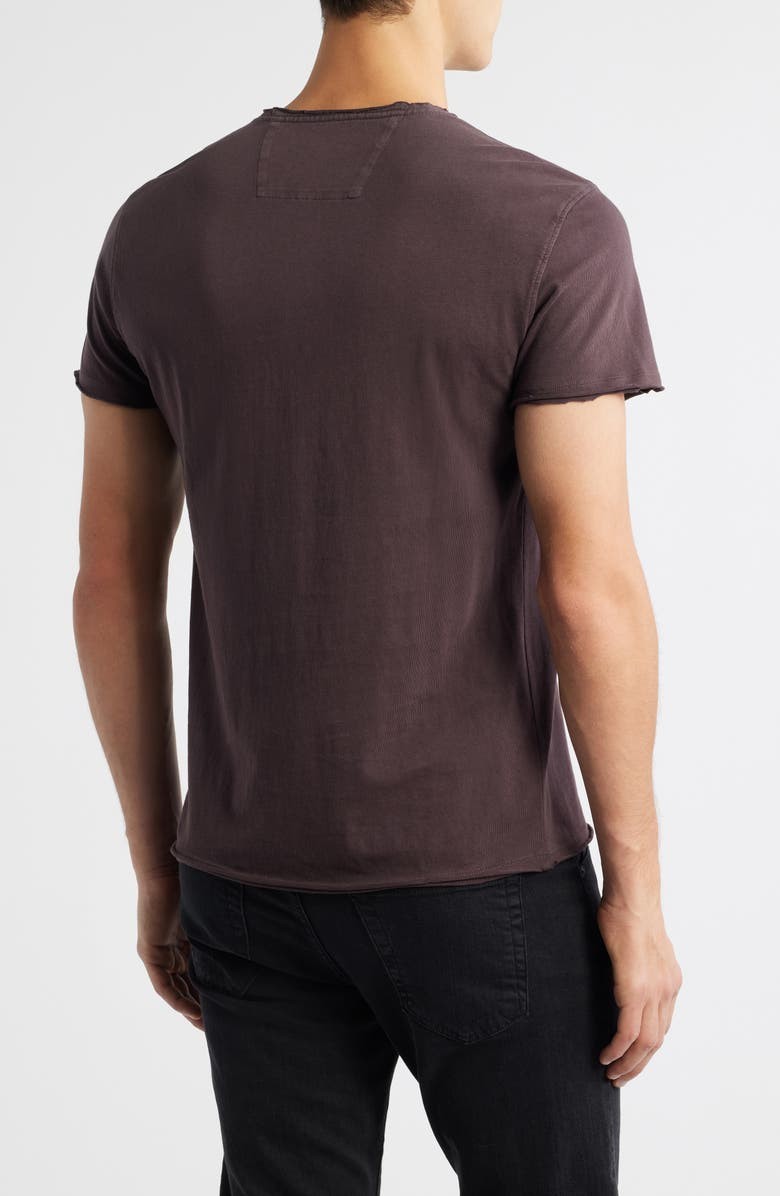 $168 John Varvatos Beaded Skull Raw Edge T-Shirt Mens Medium Oxblood Cotton Tee gallery