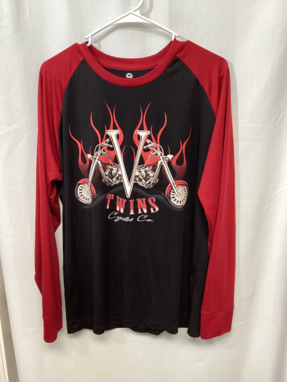 Twins Cycles (Red/Black) Medium Long Sleeve UV Protection Poly T Shirt T6 gallery