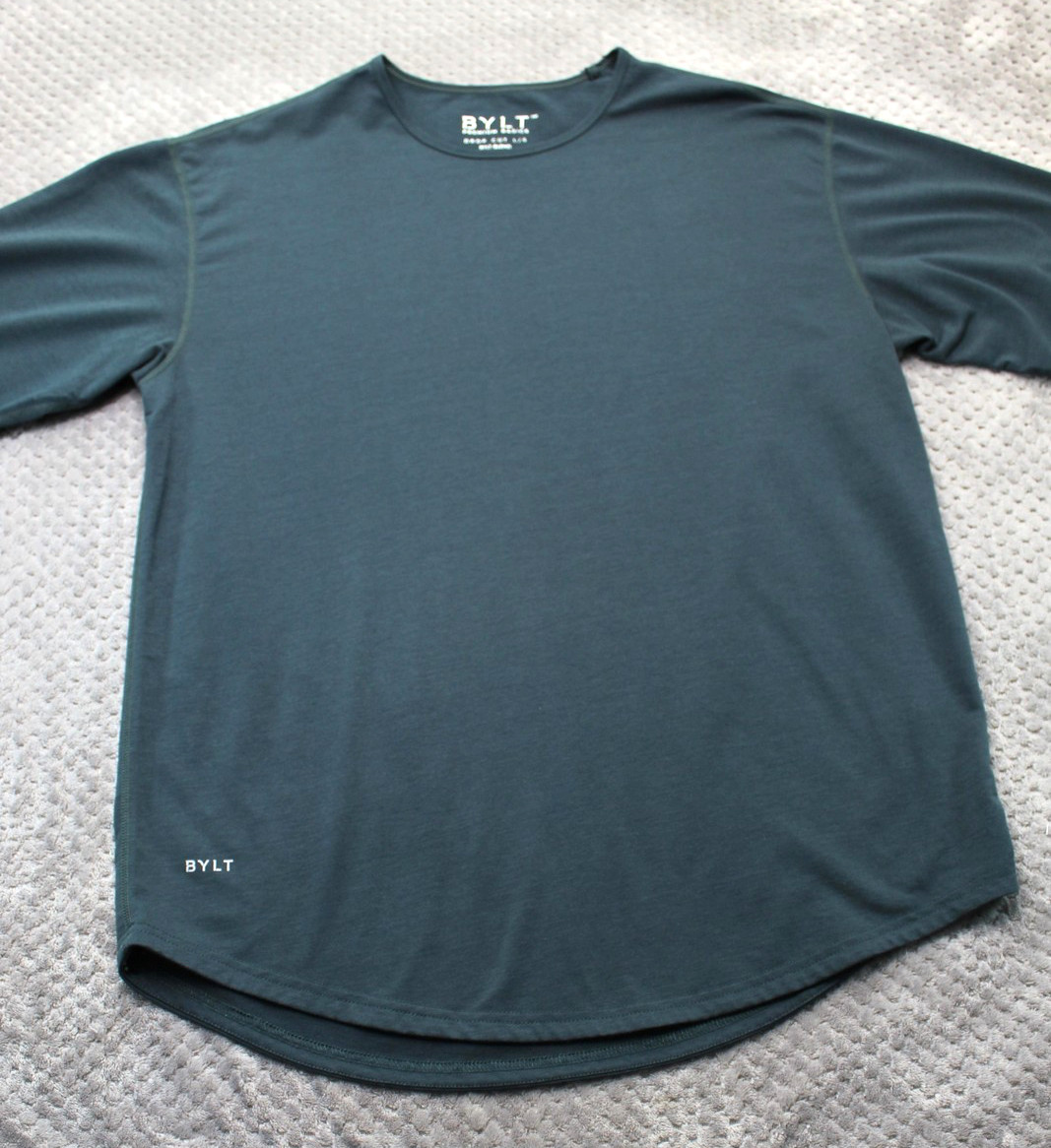 BYLT Shirt Mens XL Green Blue Drop Cut Long Sleeve BYLT Blend Basics Stretch Tee gallery