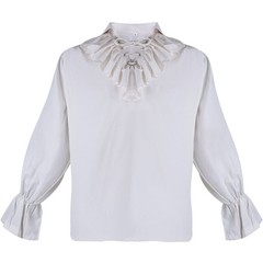Medieval Lapel Pleated Puffy Sleeve Shirt Men Vintage Long Sleeve Cosplay Shirts