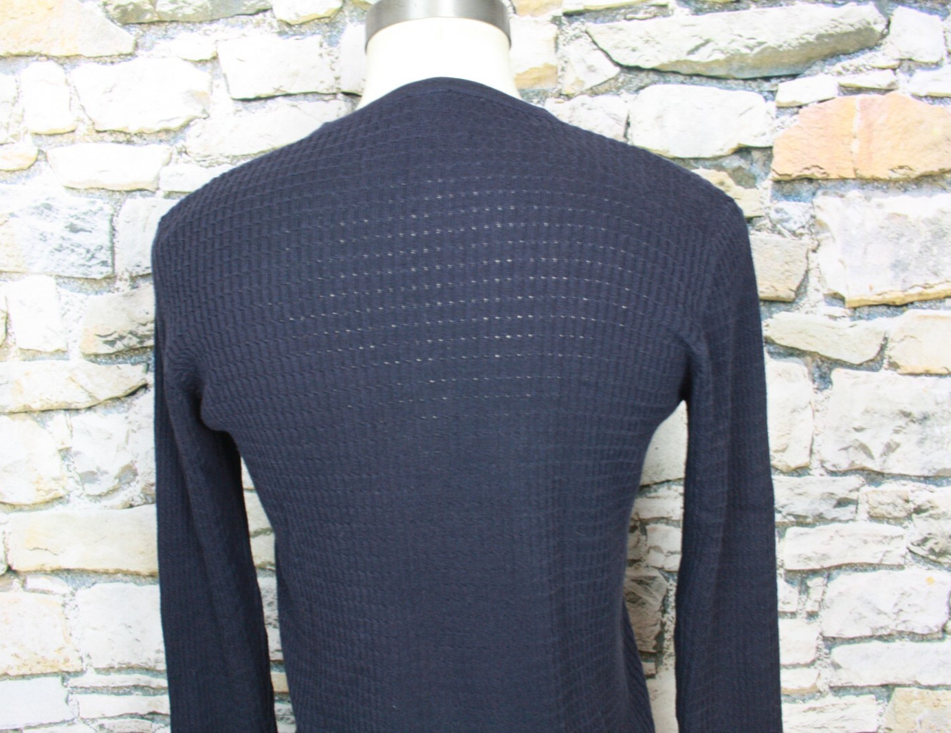 MANI Vintage Mens Black Crew Neck Tee Fine Cable Knit Cotton Rayon Blend Large gallery