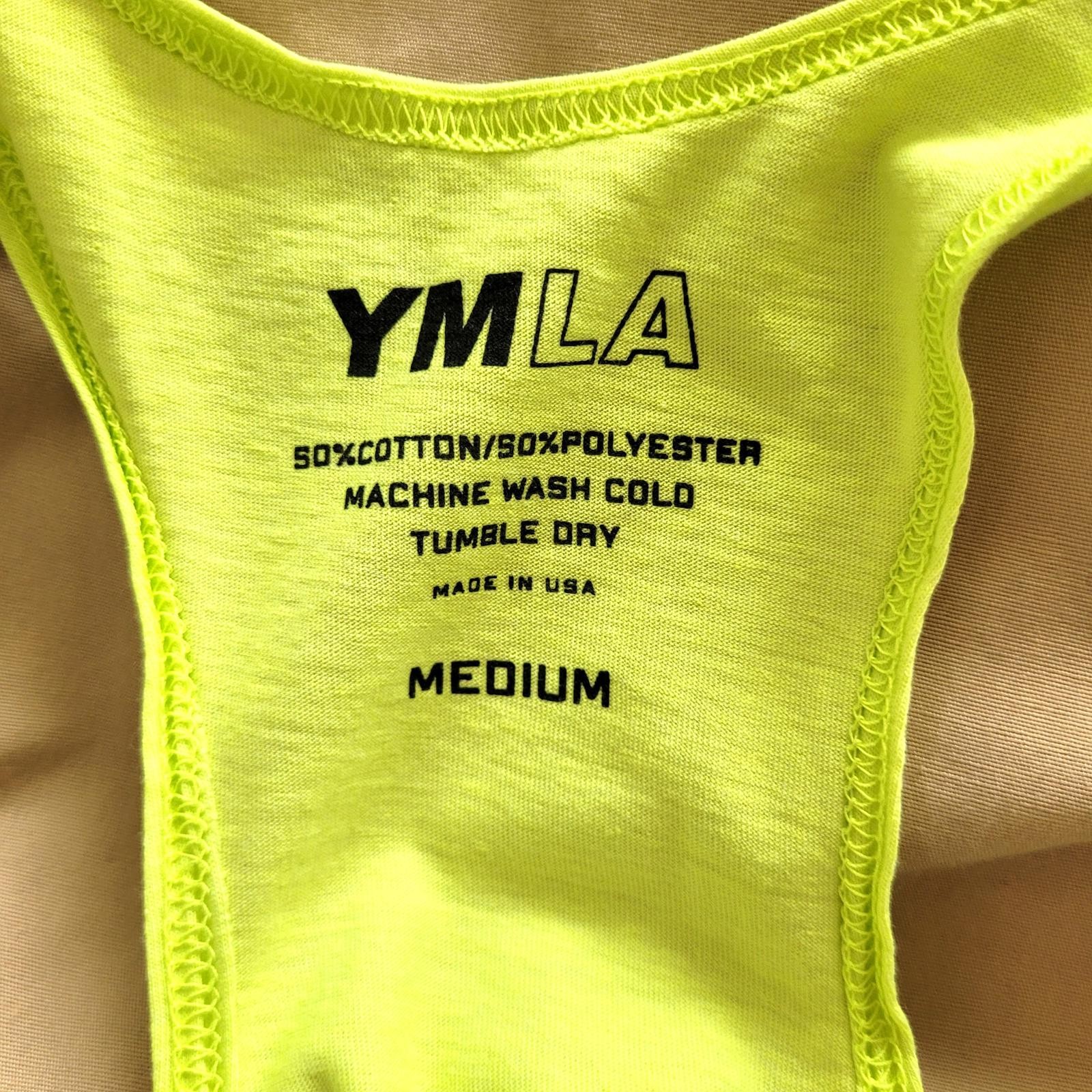 YMLA Men's Medium Neon Yellow Racerback Tank Top NEW gallery