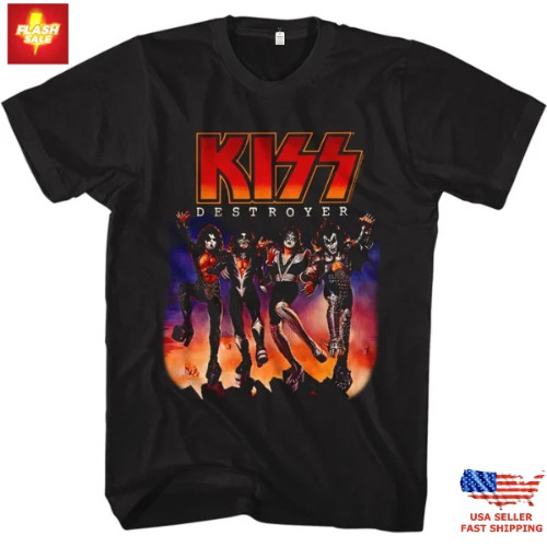 KISS Destroyer Vintage Rock Band Unisex Black T Shirt Classic Album Art Tee