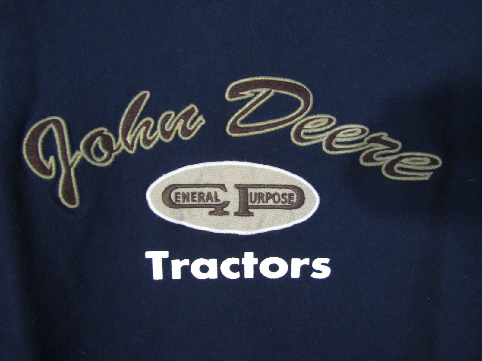 John Deere General Purpose Tractors Embroidered Navy Long Sleeve T-Shirt Men M gallery