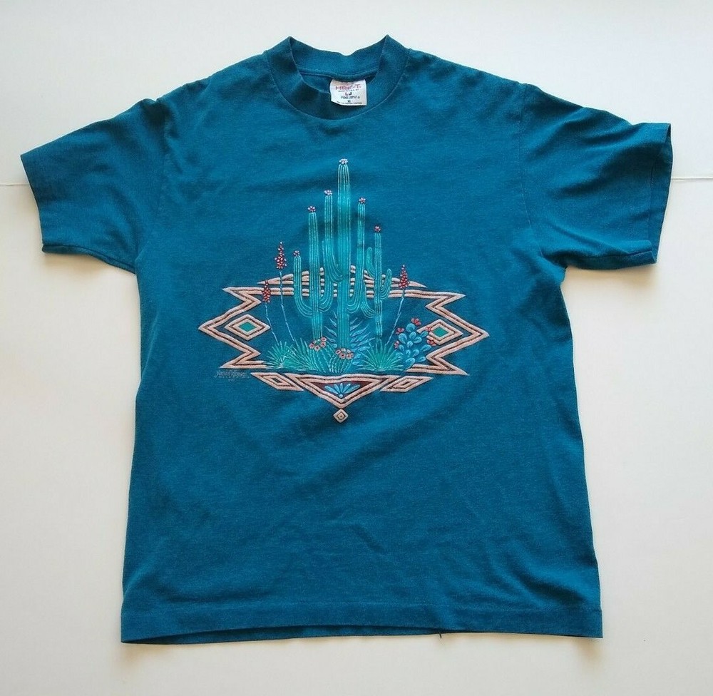 Vintage Nathan Richards 1992 TeeJays T Shirt Blue-Green Size M SEE MEASUREMENTS