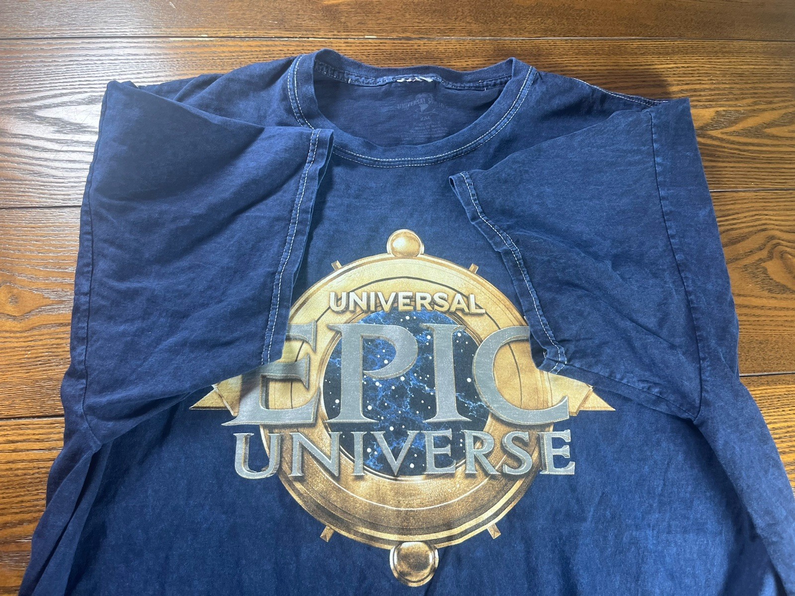 Universal Epic Universe Acid Wash Graphic T Shirt Blue Theme Park Tee XXL gallery