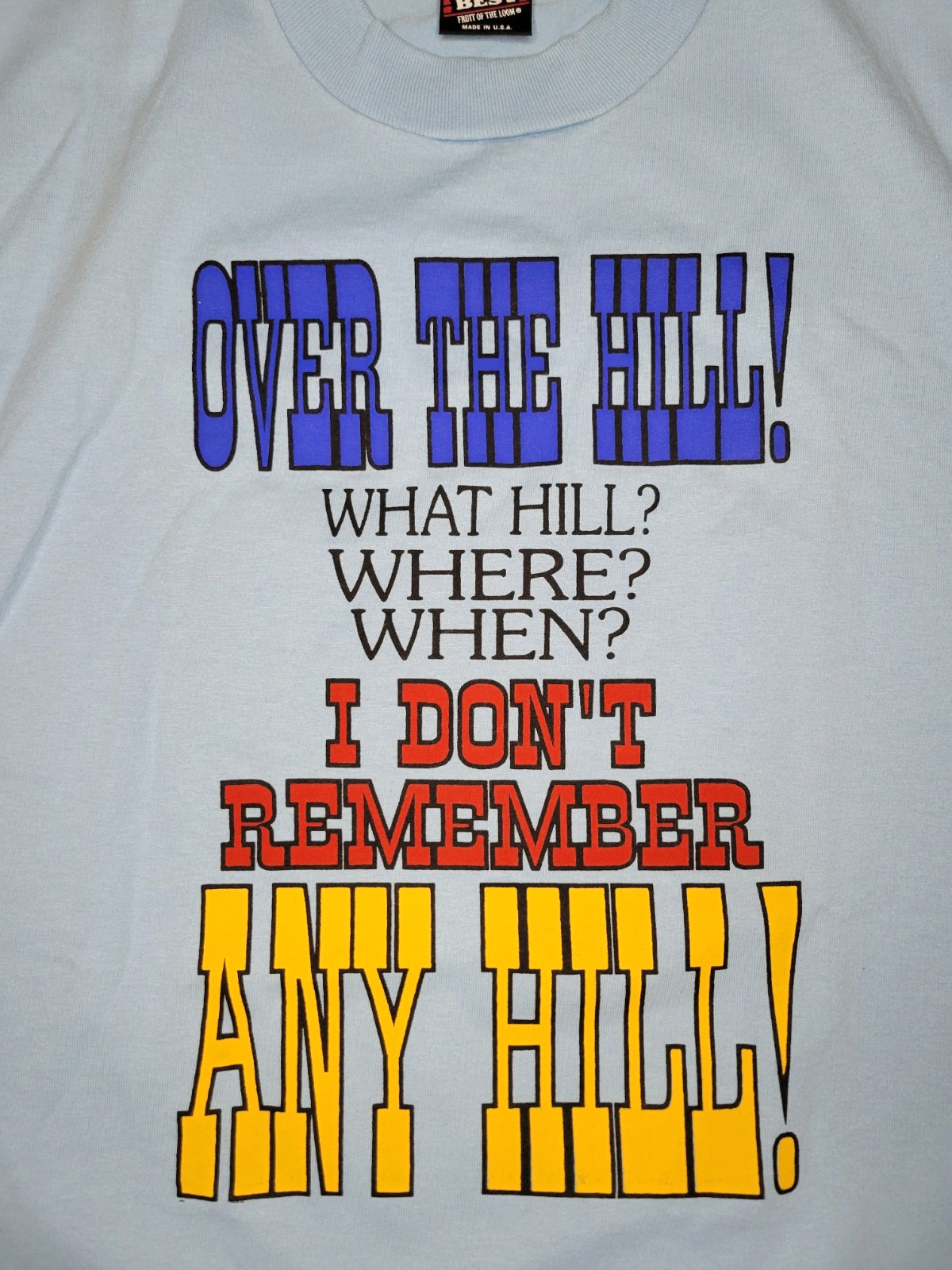 VTG Over The Hill T shirt Men's Large Grandpa Graphic Tee Blue Single Stitch 90s gallery