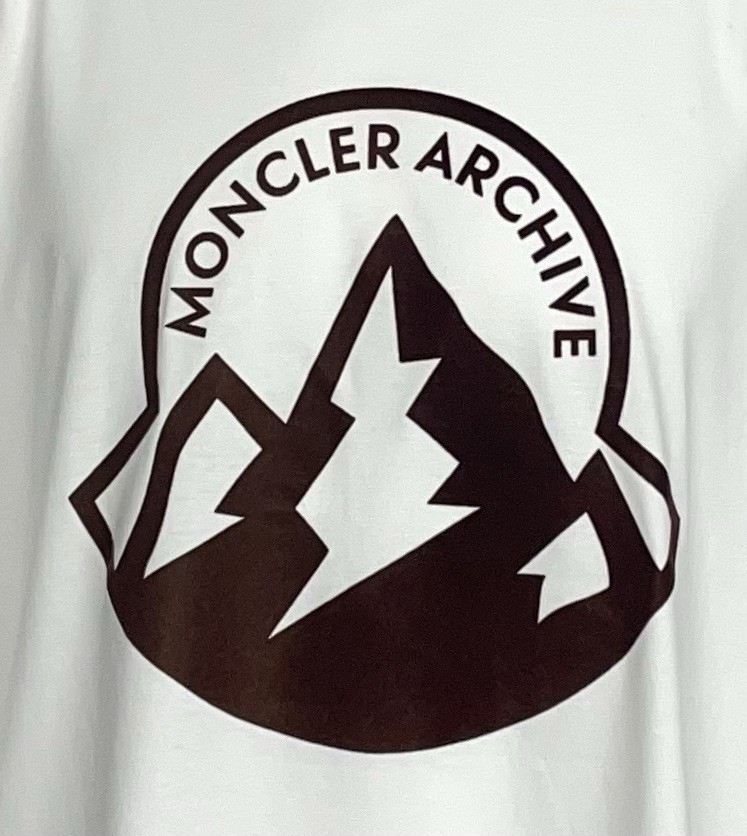 Moncler XXL Long Sleeve T-Shirt Mens Off White Felt Big Logo NEW NWT gallery