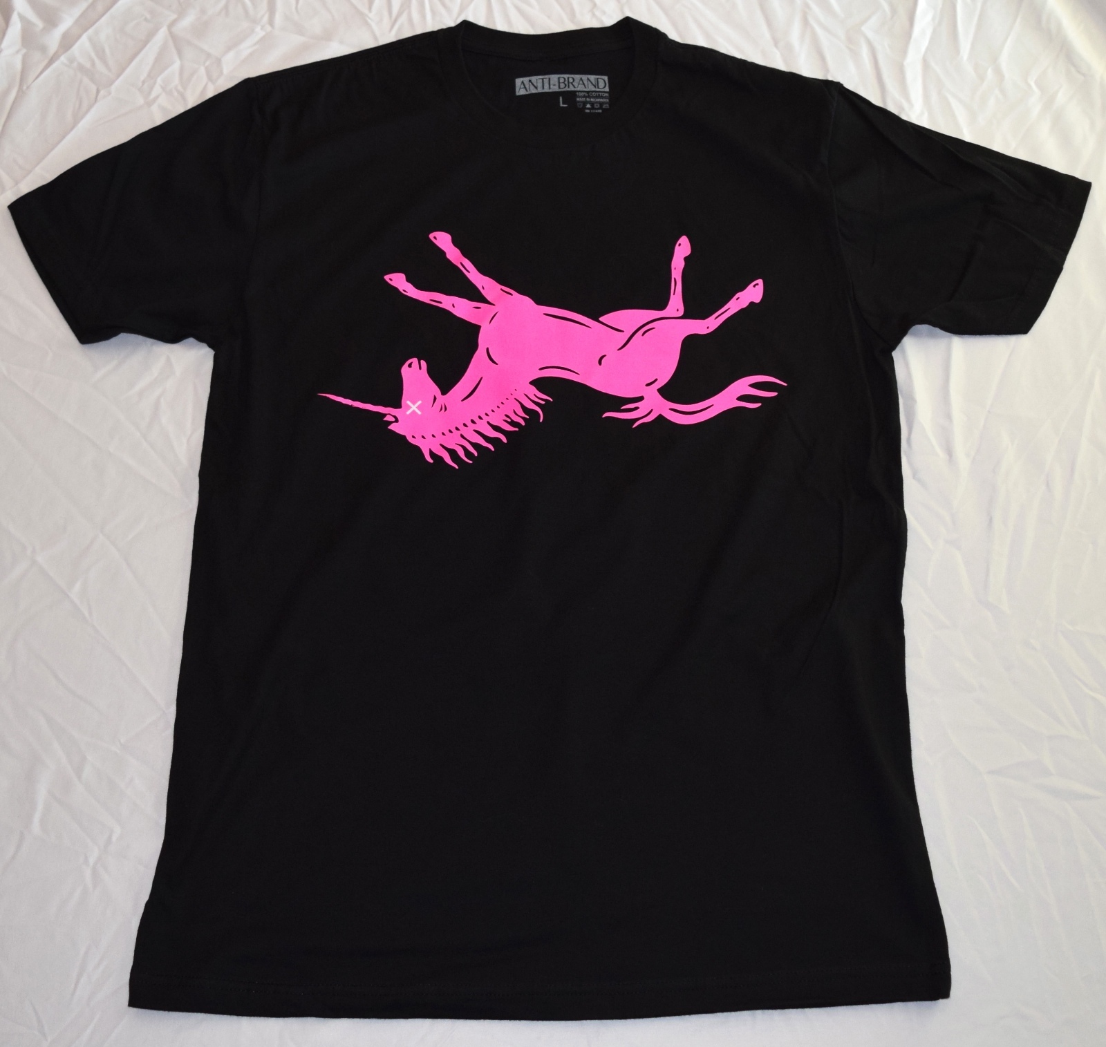 DEAD, FUCHSIA UNICORN ~ ANTI-BRAND 100% Cotton T-Shirt ~ BLACK gallery