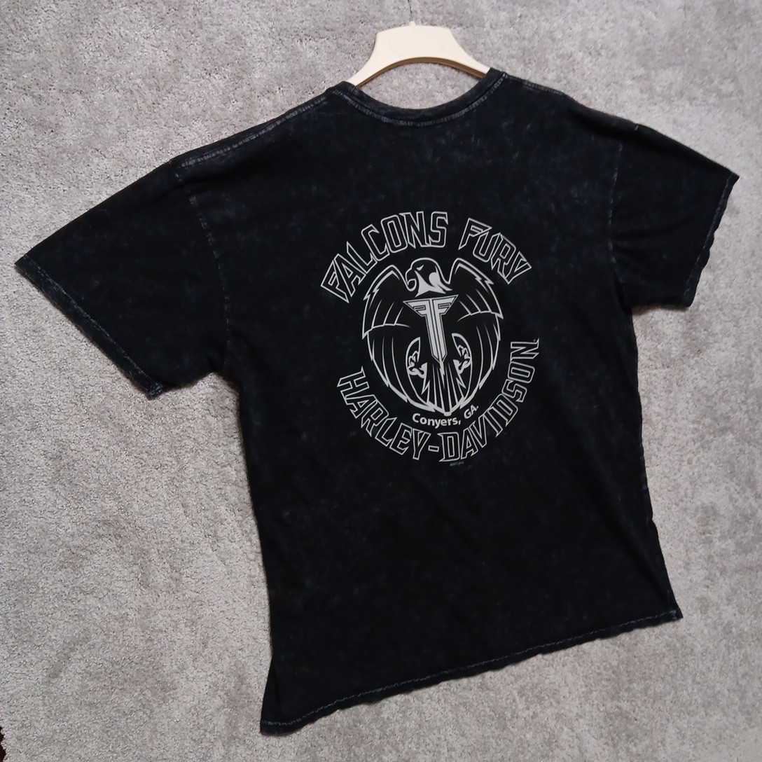 Harley Davidson T Shirt XXL Black Falcons Fury Conyers Georgia Screaming Skull gallery