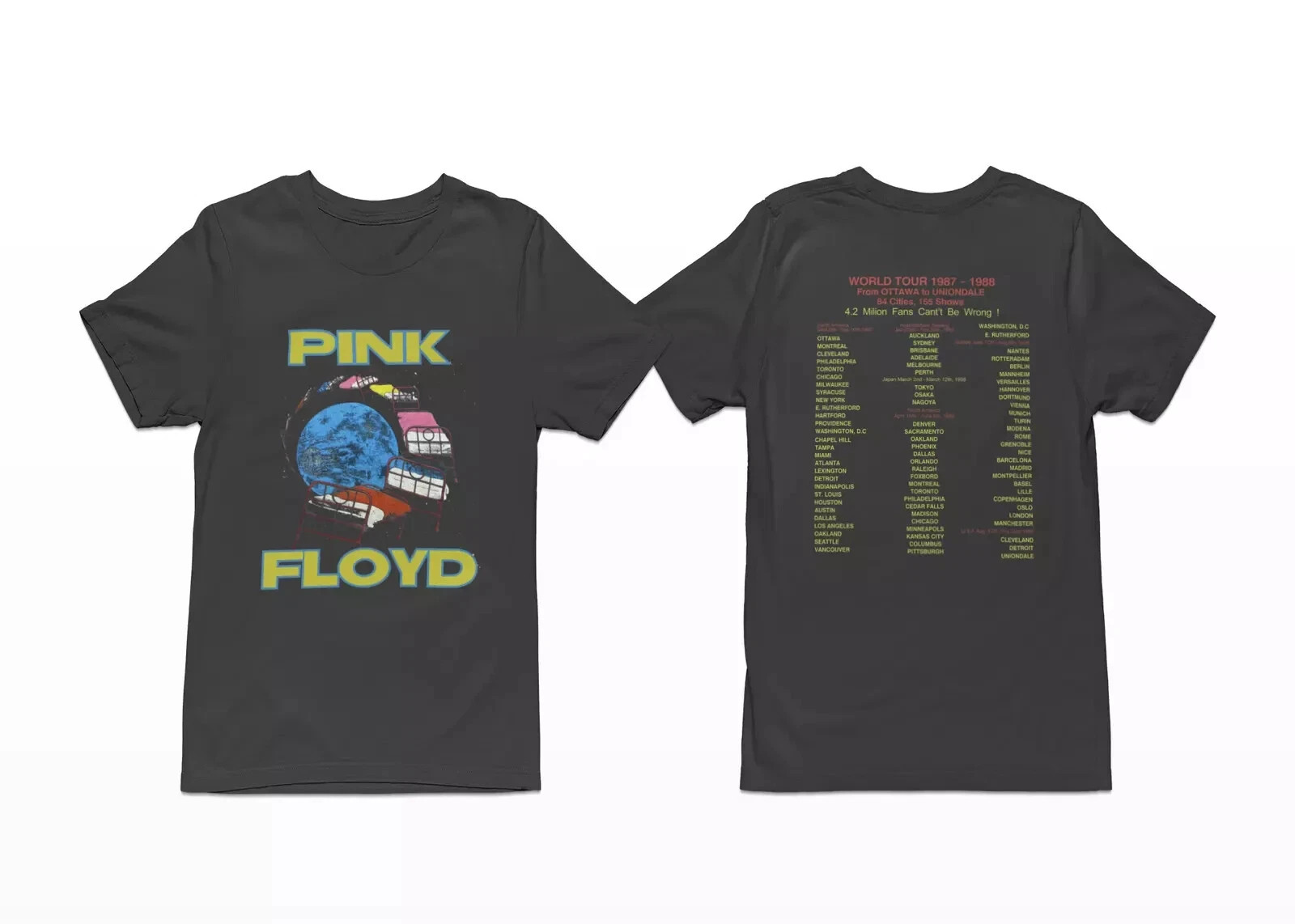 Pink Floyd Rock 1988 Concert Tour 2 Sided Vintage Graphic T-Shirt All Size S-5XL gallery