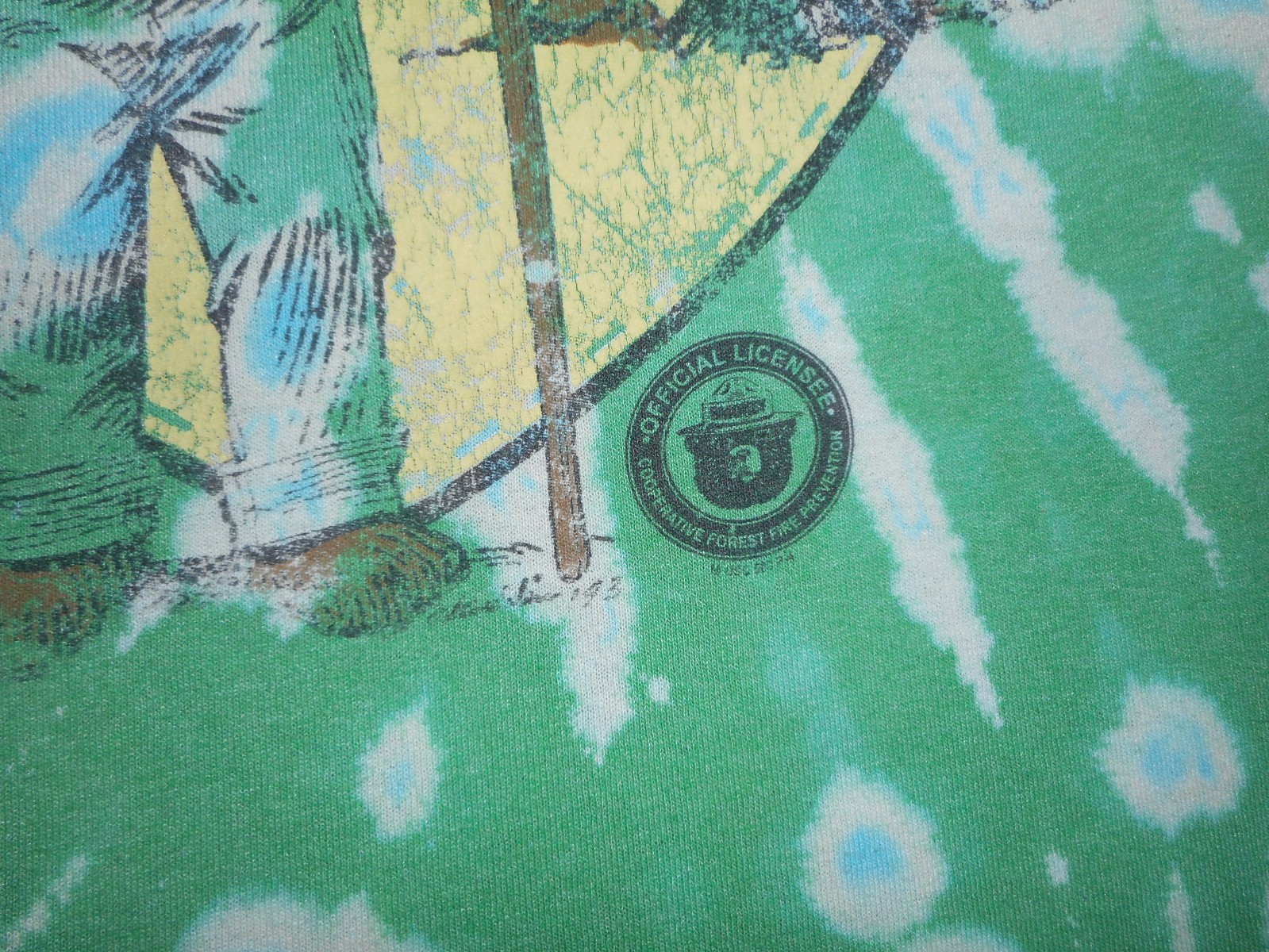 VINTAGE SMOKEY THE BEAR Keep It Green Tie-Dye T-Shirt - ADULT SMALL - RARE gallery