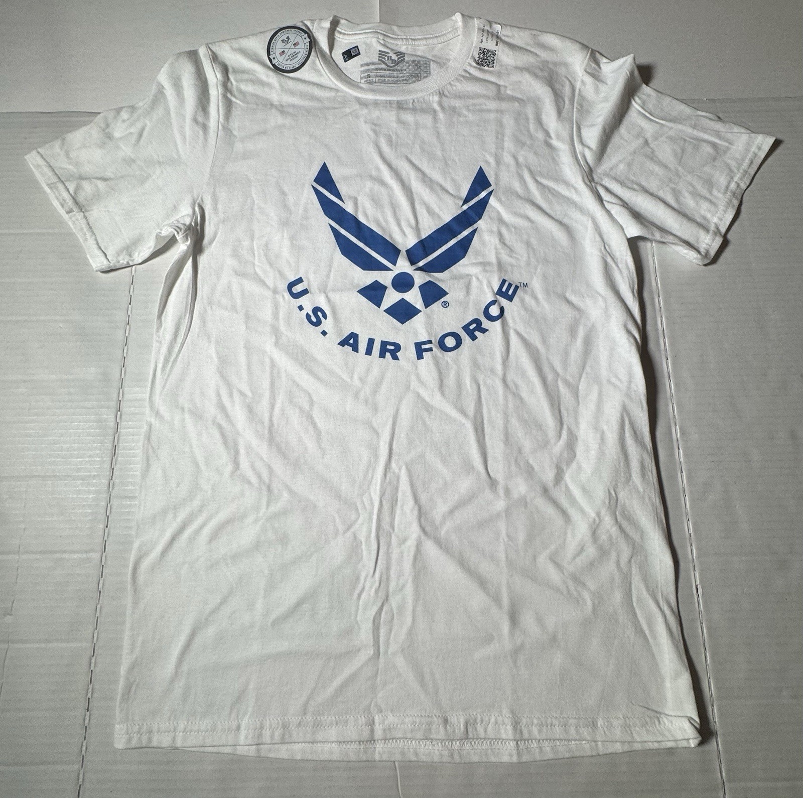 NWT Defect Last Photo U.S. Air Force Rapid Dominance T Shirt White Blue Men Sz S gallery