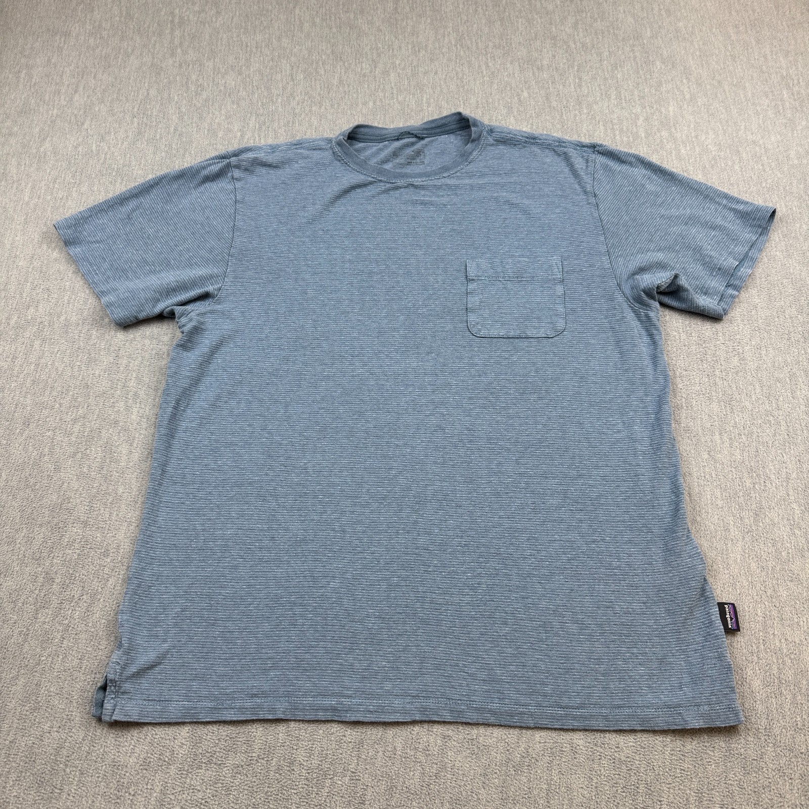 Patagonia Shirt Medium Blue Pocket Tee Striped Short Sleeve Casual Cotton 52600 gallery