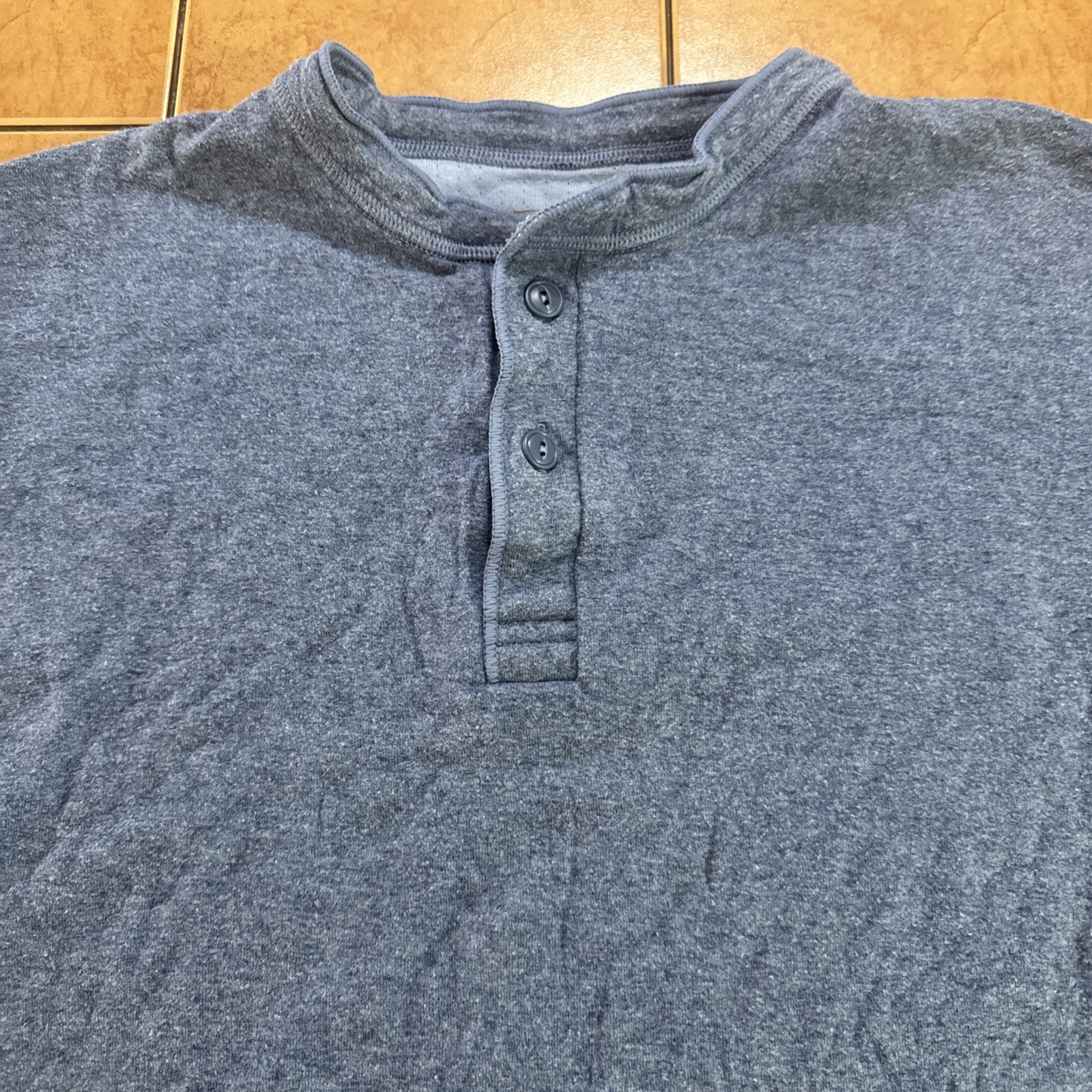 L.L. Bean Two-Layer River Driver's Shirt Sz Large Blue Wool Blend Henley gallery