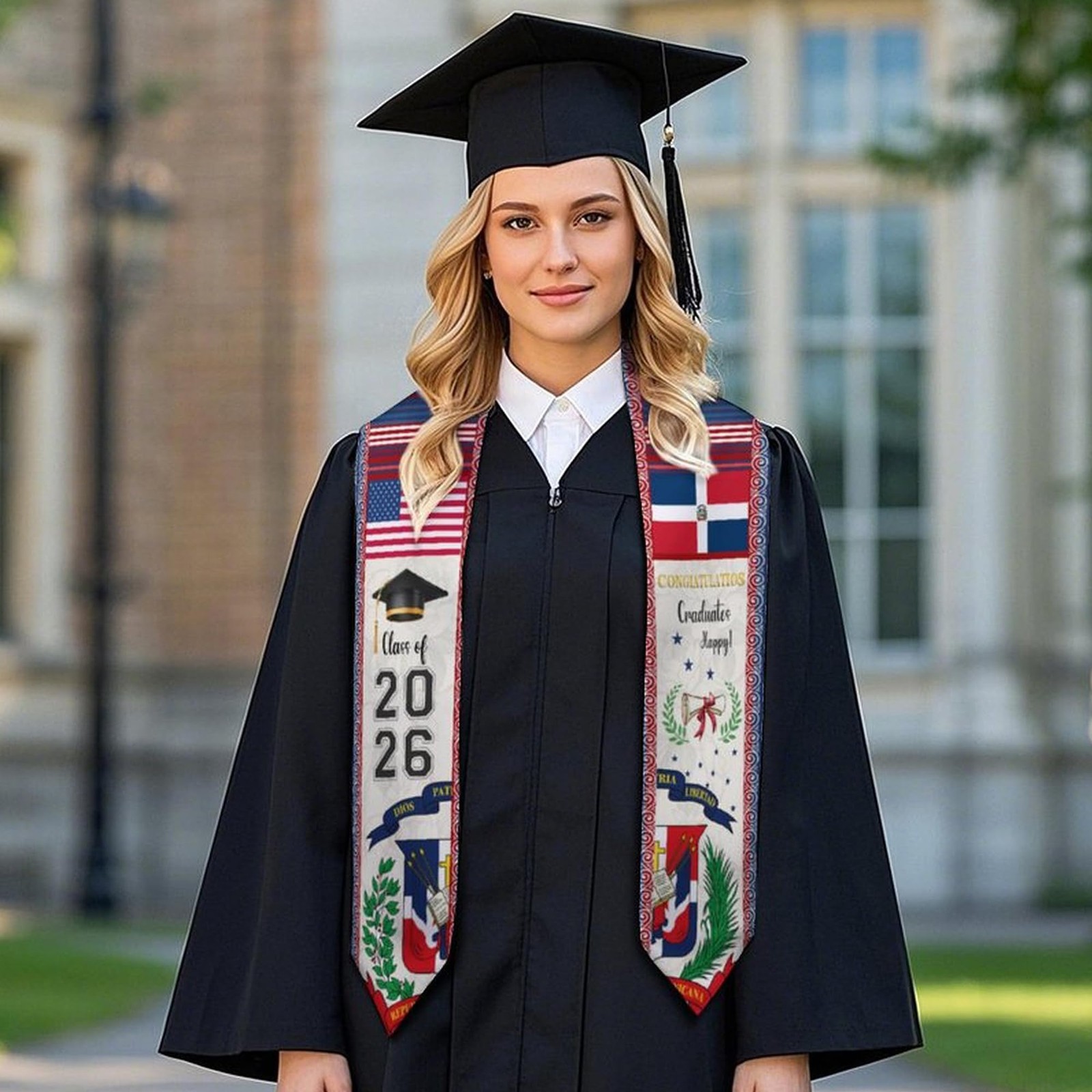 Dominican Republic Graduation Sash, Dominican Republic American Flag Graduati... gallery