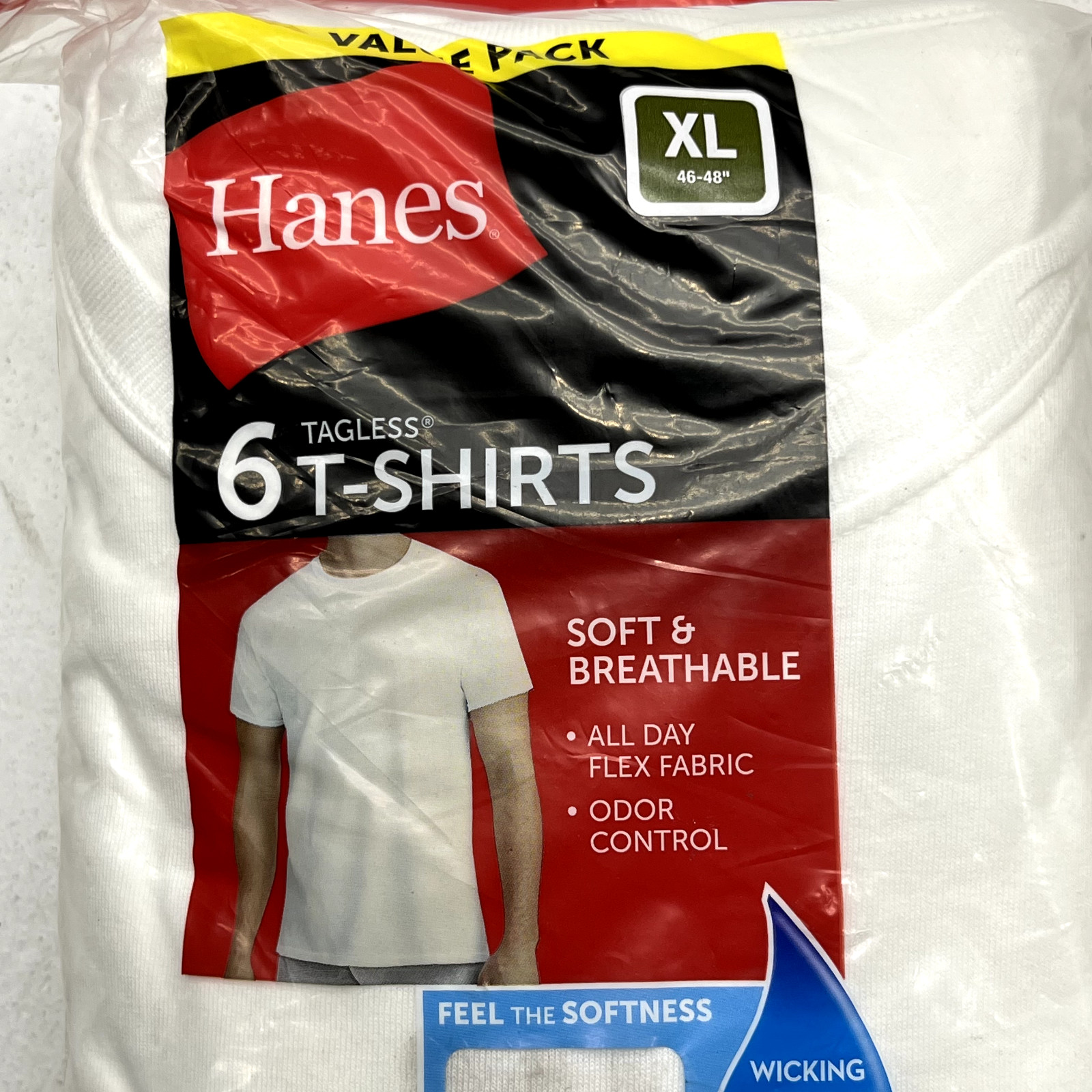 Hanes White 6 Pack Tagless Soft & Breathable T-Shirts Men's Size X-Large NEW gallery