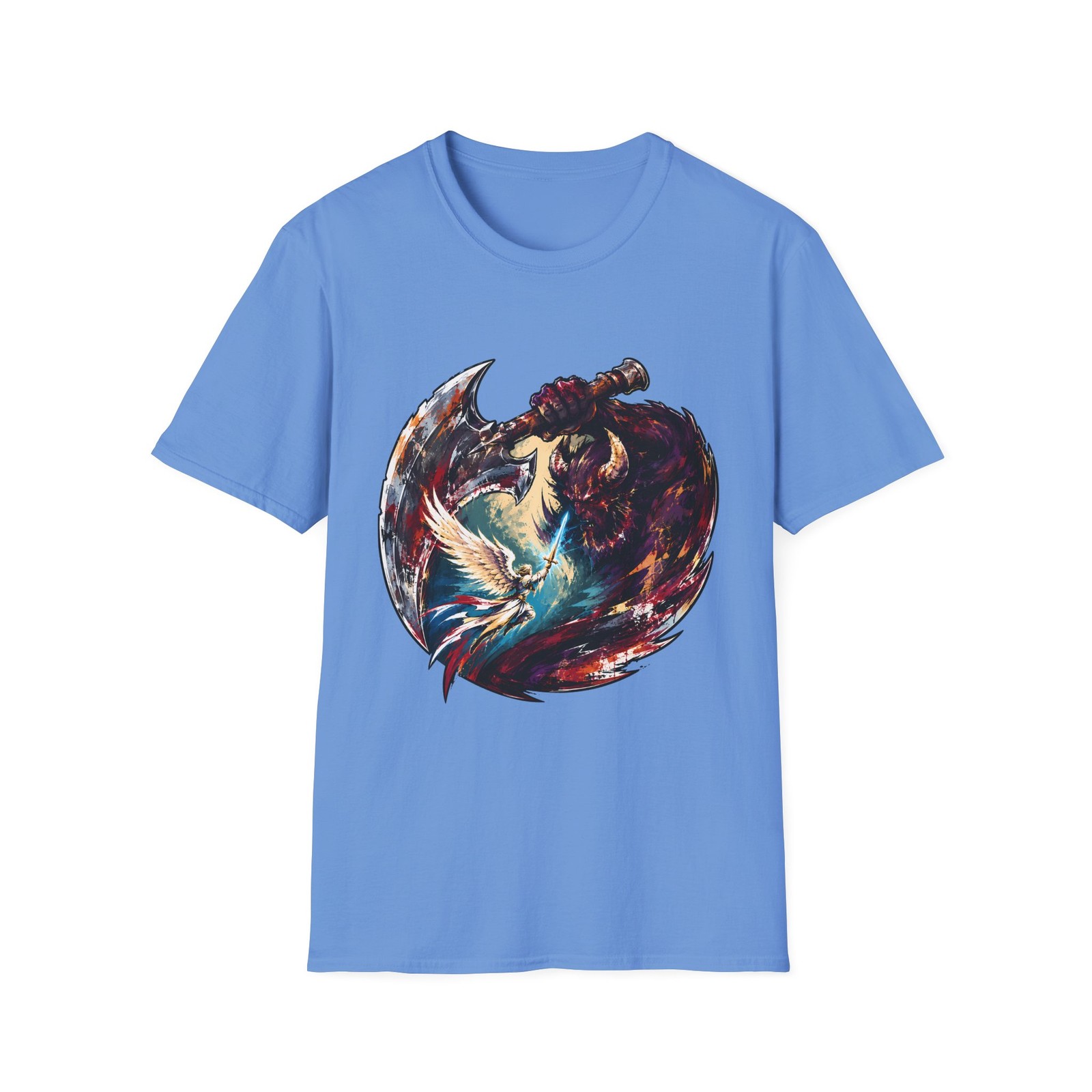 Devil Angel Fight Gothic Fantasy Axe Battle Unisex Softstyle T-Shirt