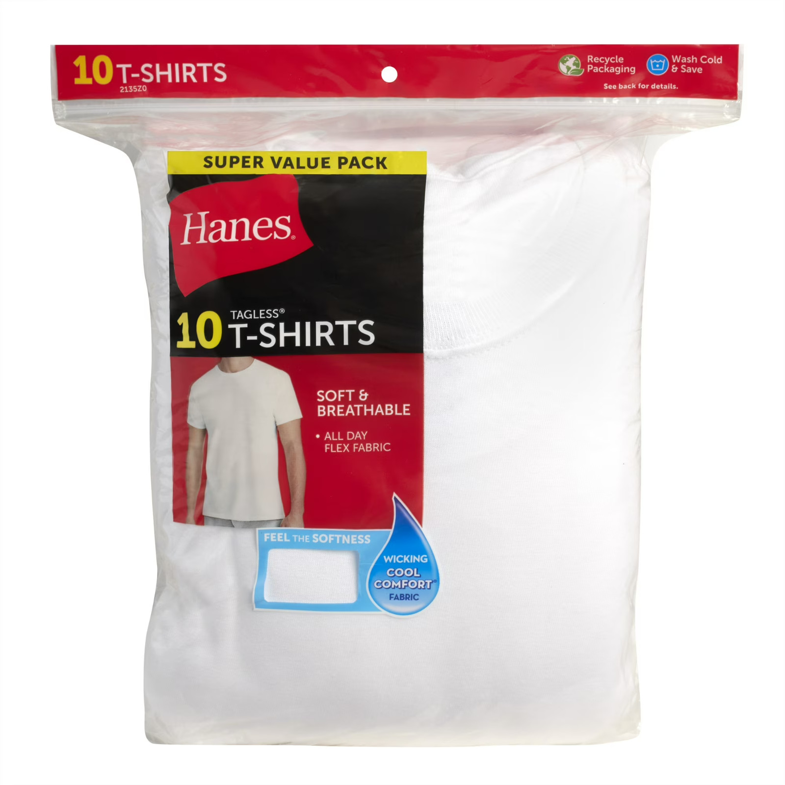 10 Pack Hanes Men's Super Value Pack White Crew T-Shirt Undershirts, Comfort gallery