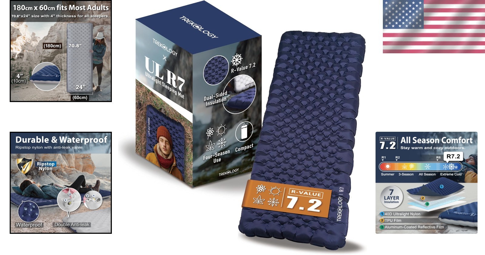 R7 Camping Sleeping Pad: Ultra-Lightweight & 4
