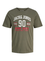 Jack & Jones 3 Pack JJETHAN Crew Neck T-Shirts – Olive/Black/Moonbeam