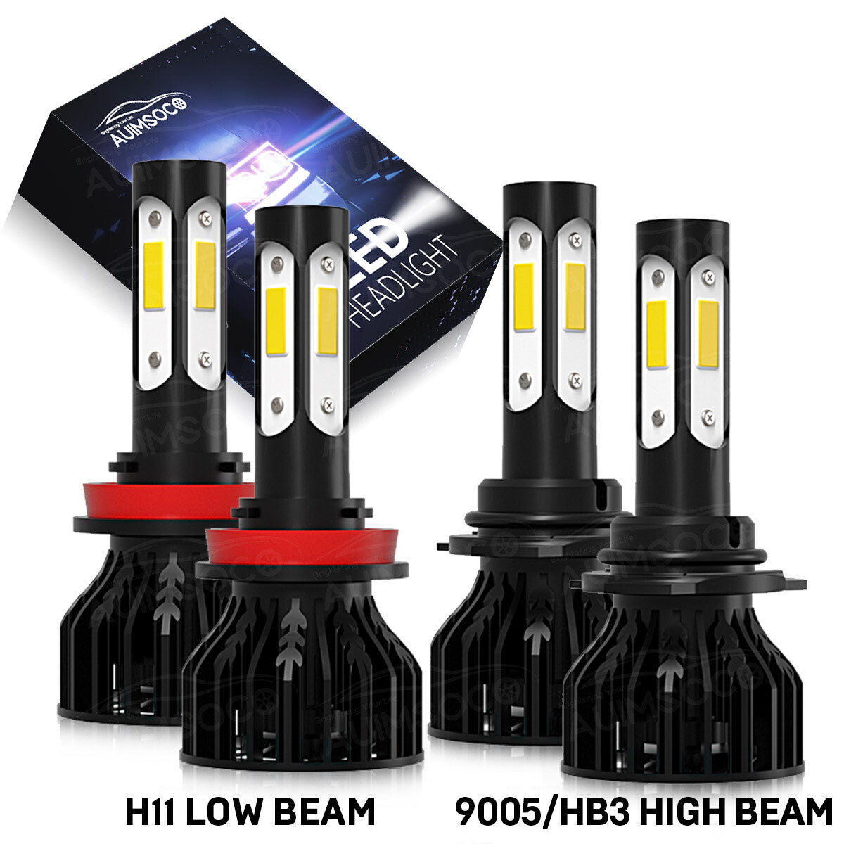 9005/HB3 H11/H8 LED Bulbs Combo Plug Play 6000K Cool White Super Bright with Fan