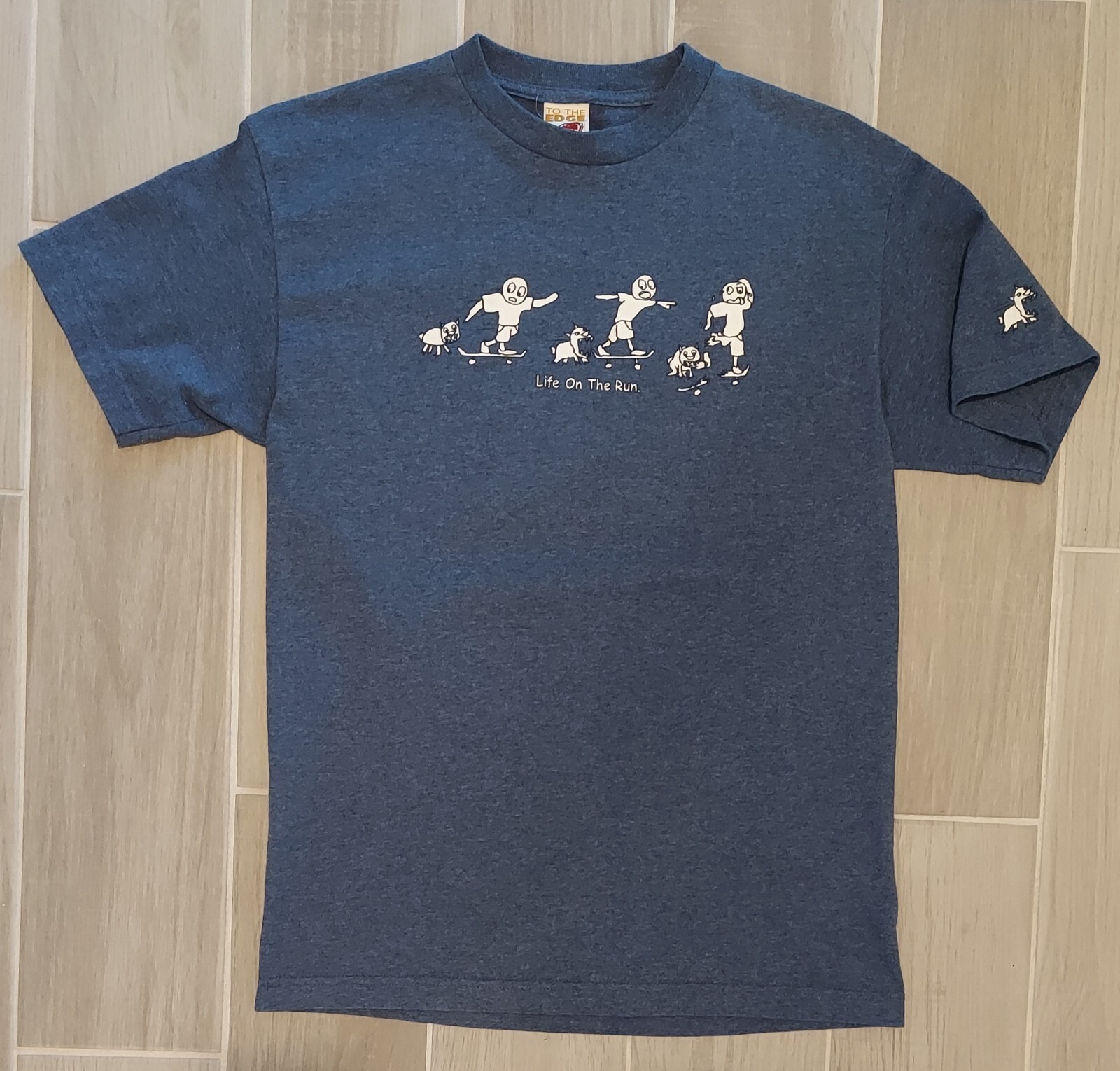 VTG To The Edge Prime Cut Tees Life On The Run. T-Shirt Medium Navy Anime Dogs gallery