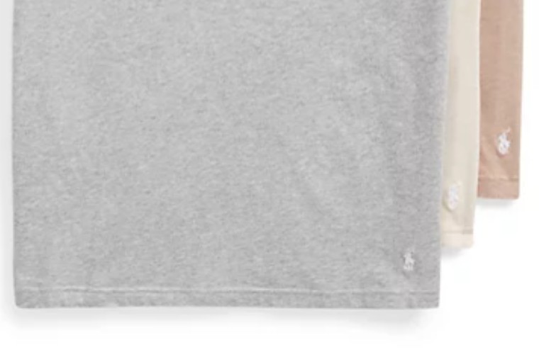 3 PACK POLO RALPH LAUREN STRETCH SLIM FIT COTTON GRAY BEIGE CREW NECK T SHIRTS gallery