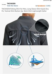 TACVASEN Men’s Long Sleeve Quick Dry Tactical Fishing Shirt