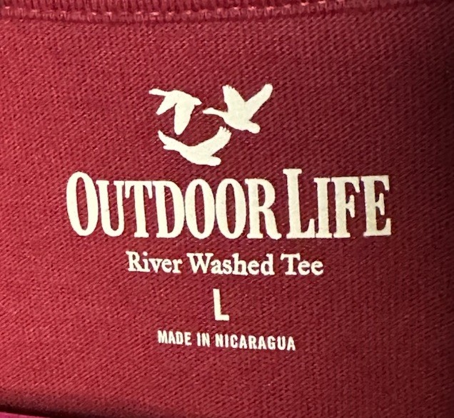 Outdoor Life Front Pocket T-Shirt Mens Sz Lg BURGUNDY River Washed Tee gallery