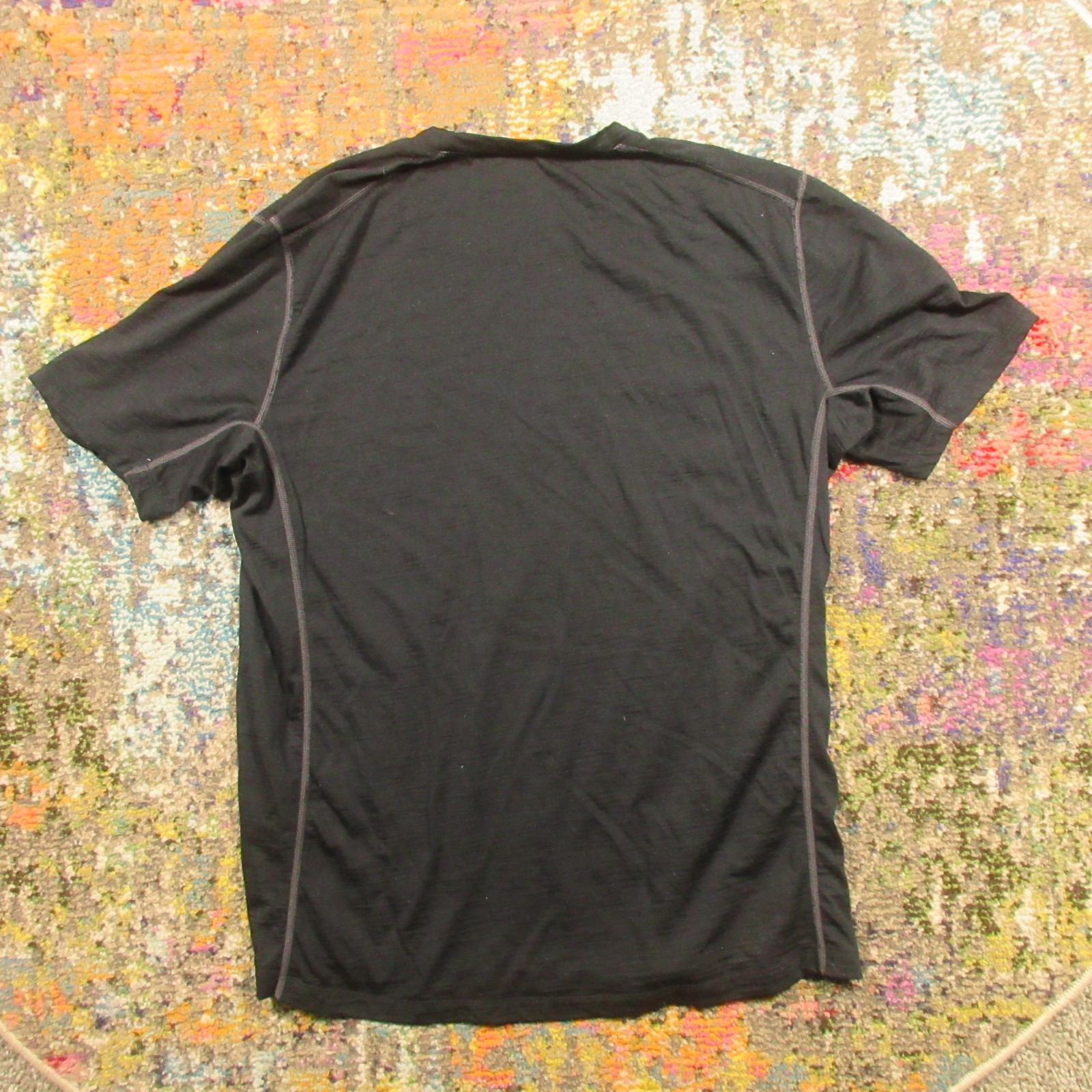 QOR Black Merino Wool Nylon Blend Crew-Neck T-Shirt Men's M Short Sleeve Holes* gallery